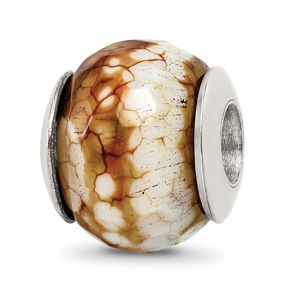 Kazi Luxury Sterling Silver Reflections Cracked Agate w/Shell Stone Bead